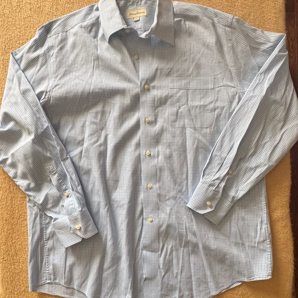 Tommy Bahama Light Blue Checkered Dress Shirt